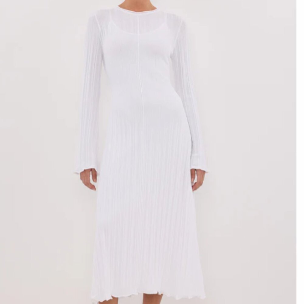 DISSH SYLVIA OFF WHITE KNIT MIDI DRESS: NWT (XS)